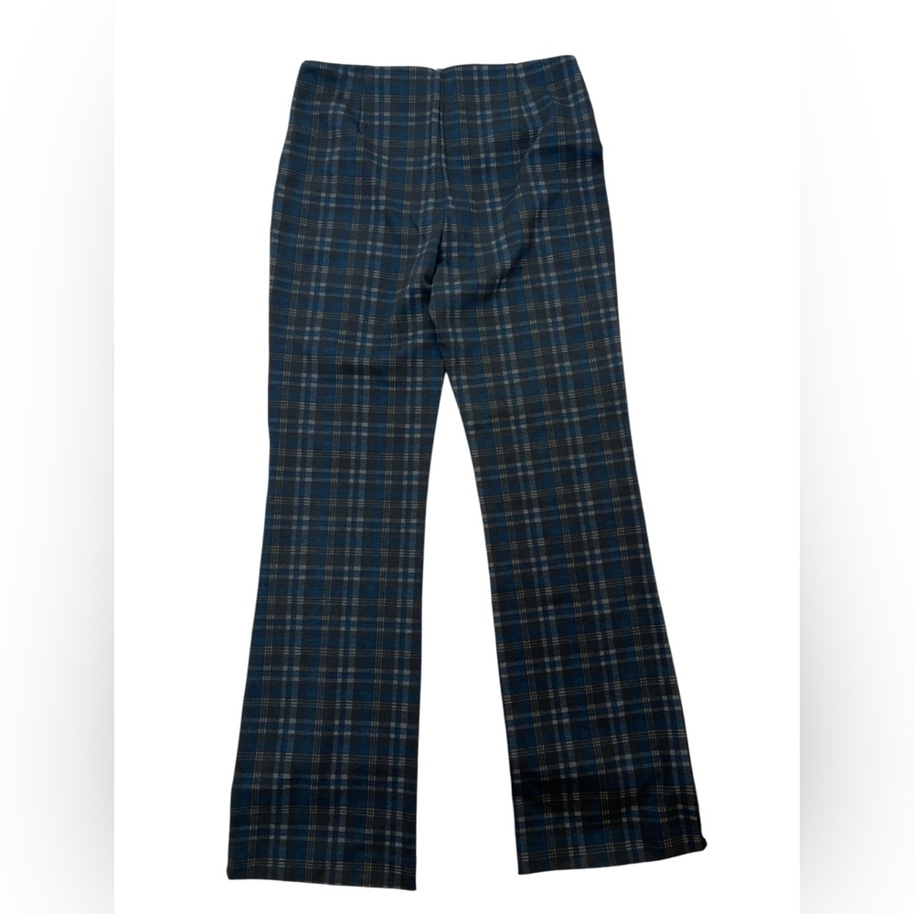 Lysse New York Plaid Pull On Trousers XL Blue Flare Stretch Career Pants Preppy - Picture 3 of 6